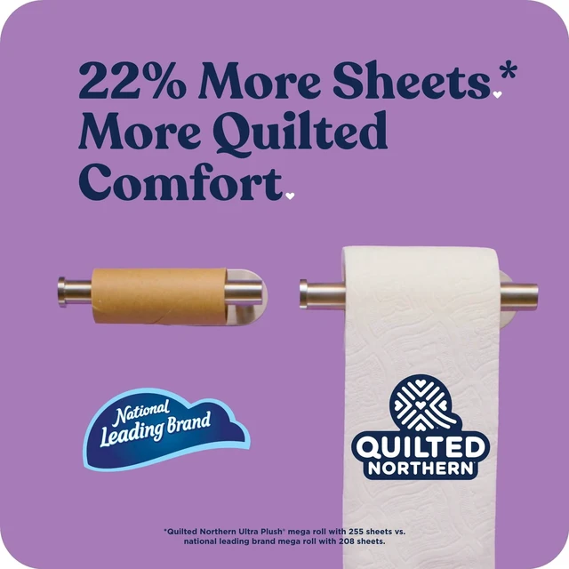 Alt view image 6 of 6 - Quilted Northern Ultra Plush 3-Ply Toilet Paper, 6 Mega Rolls, 255 Sheets per Roll