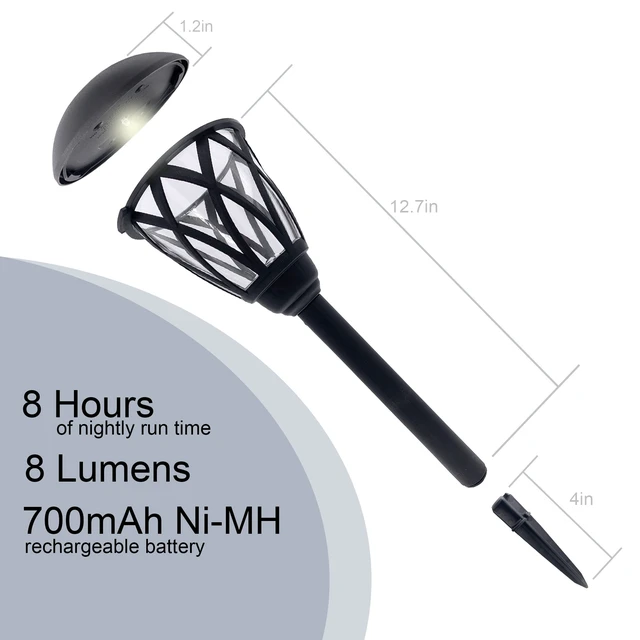 Alt view image 4 of 6 - Mainstays Solar Powered LED Walkway Light with Glass Lens, Black Lattice, 8 Lumens, 1 Light