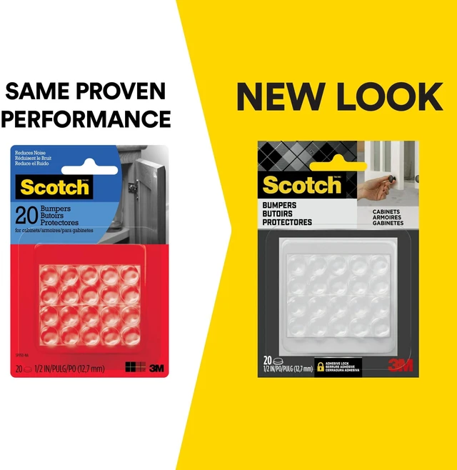 Alt view image 2 of 6 - Scotch Adhesive Bumper Pads, 1/2Inch, Clear, Self-Stick Rubber Cabinet Door Stoppers, 20 Pack