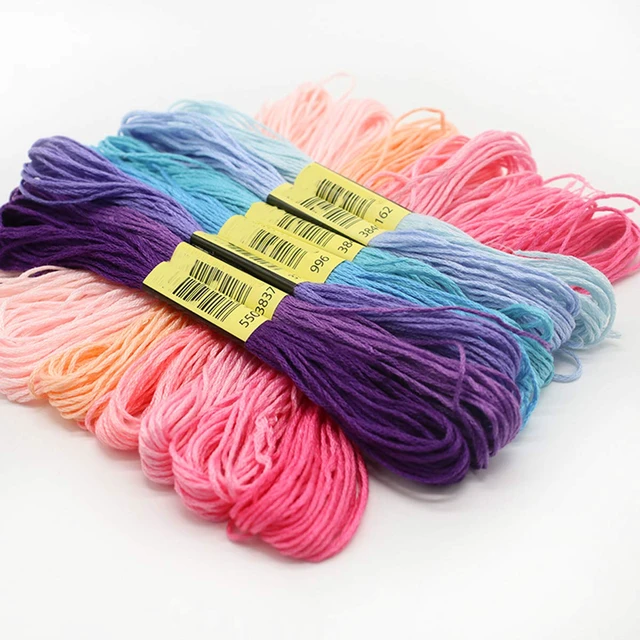 Alt view image 6 of 7 - 50 Skeins Rainbow Color Embroidery Floss Cross Stitch Thread Cotton Friendship Bracelet Yarn