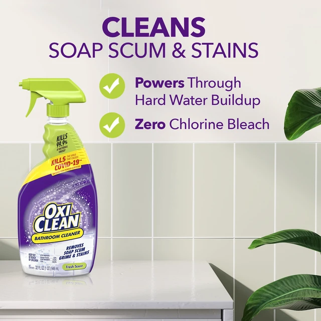 Alt view image 5 of 5 - OxiClean Stainfighters Bathroom Cleaner, Shower, Tub & Tile, Fresh Scent, 32 oz