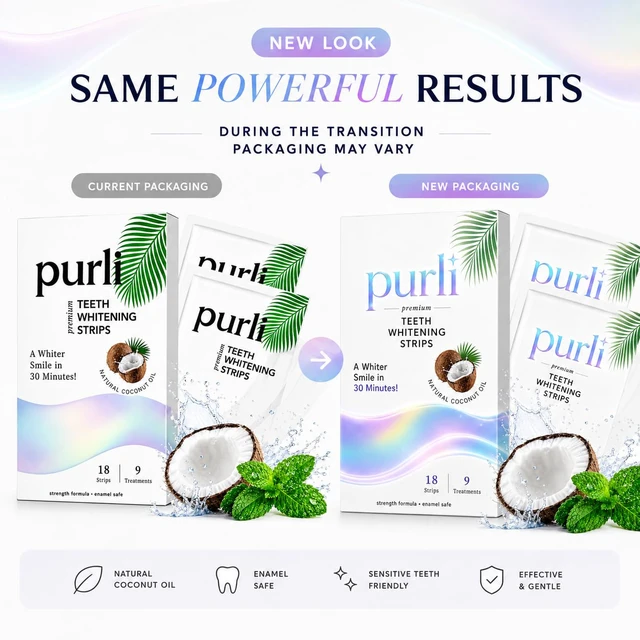 Alt view image 4 of 6 - Purli Professional Teeth Whitening Strips, 9-Day Treatment, Natural Coconut Oil, for Sensitive People, Gum & Enamel Safe, Dry Strip
