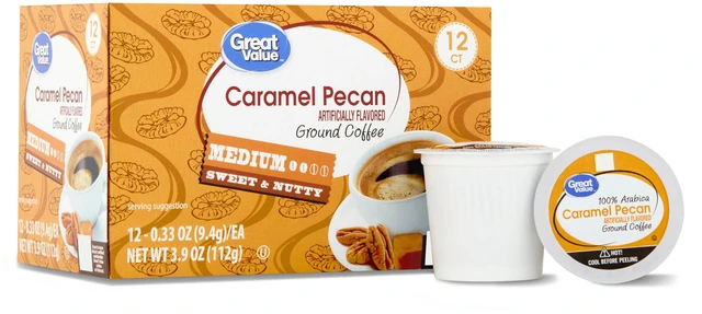 Main image of Great Value Caramel Pecan Medium Roast Coffee Pods, 12 Ct