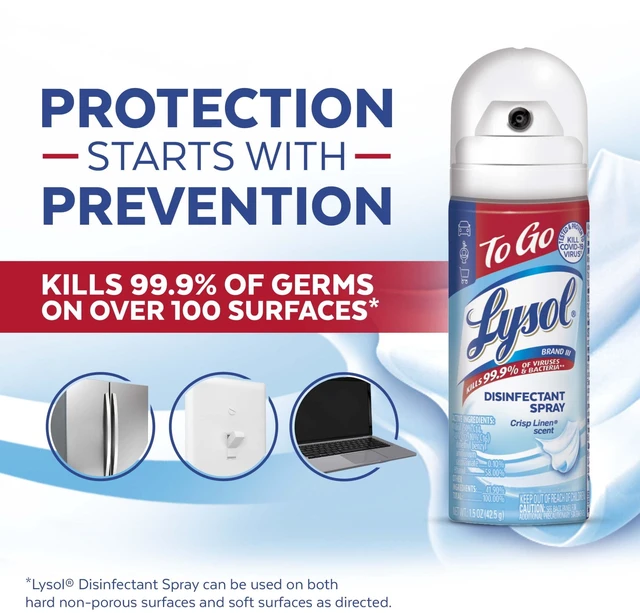 Alt view image 5 of 6 - Lysol To Go Travel Size Disinfectant Spray, Crisp Linen, 1.5fl oz