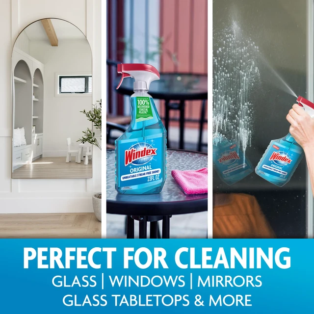 Alt view image 3 of 6 - Windex Glass & Window Cleaner, Original Blue Scent, 23 fl oz (Pack of 2)