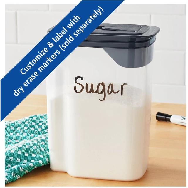 Alt view image 2 of 5 - Mainstays 3.5 qt Plastic All-Purpose Food Dispenser, Clear with Gray Lid, 7.5 x 3.75 x 9.25 in, 1 Each