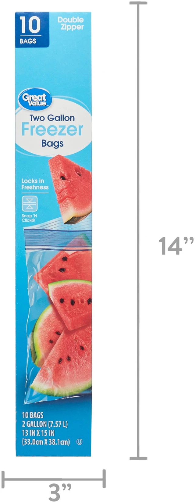 Alt view image 3 of 6 - Great Value 2 Gallon Double Zipper Freezer Bag, 10 Count