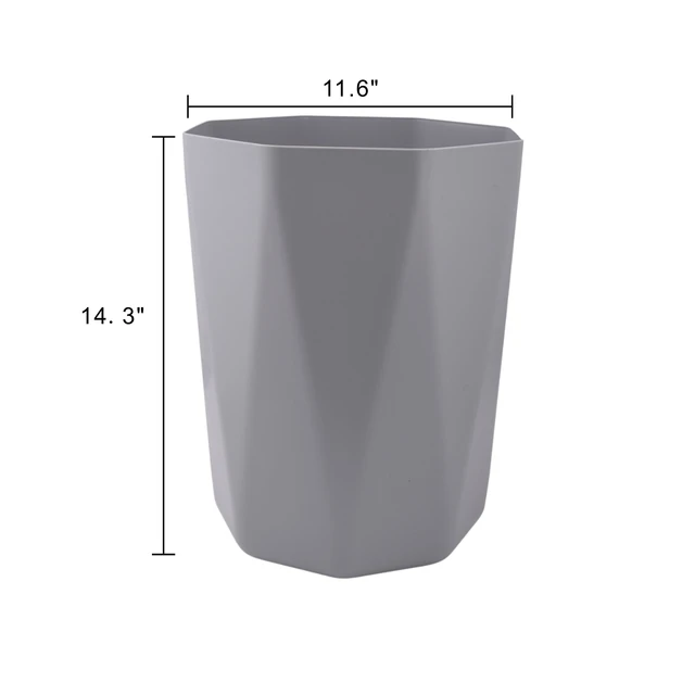 Alt view image 3 of 6 - Mainstays 5 Gal Gray Geometric Polypropylene Plastic Bathroom Wastebasket, Open Top
