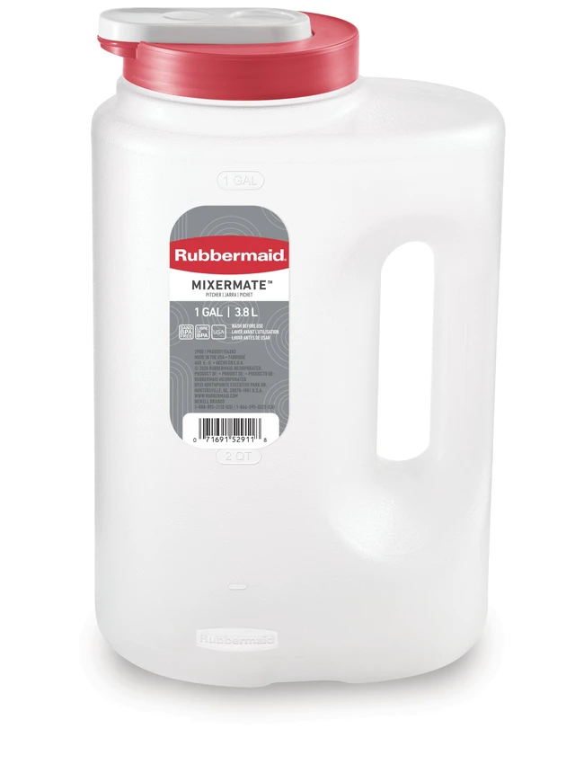 Alt view image 2 of 6 - Rubbermaid Mixermate Leak-Resistant Pitcher, Clear, 3.8 Liter (1 Gallon), Plastic