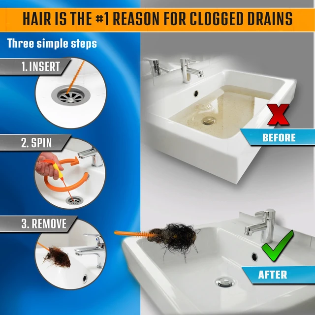 Alt view image 5 of 6 - FlexiSnake Drain Weasel Pro Snake Hair Clog Remover Starter Kit 2Pack