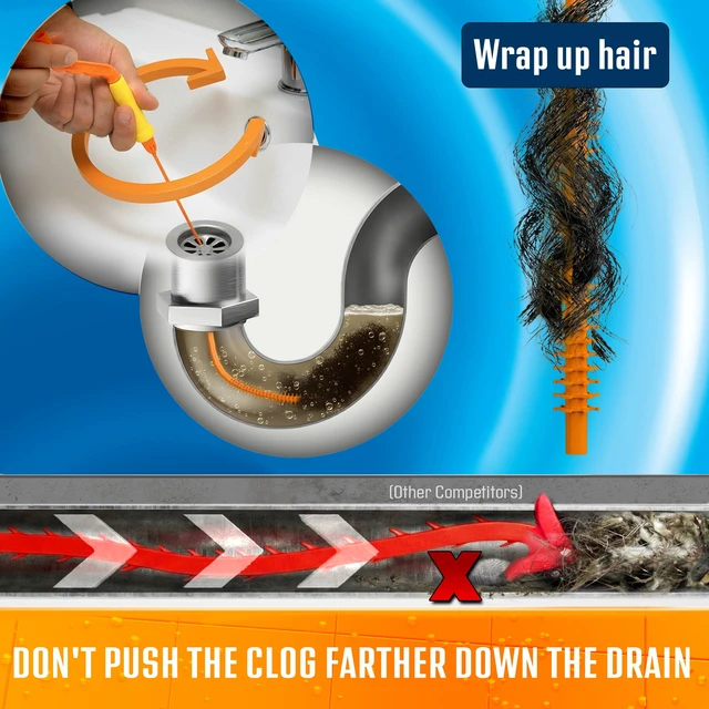 Alt view image 4 of 6 - FlexiSnake Drain Weasel Pro Snake Hair Clog Remover Starter Kit 2Pack