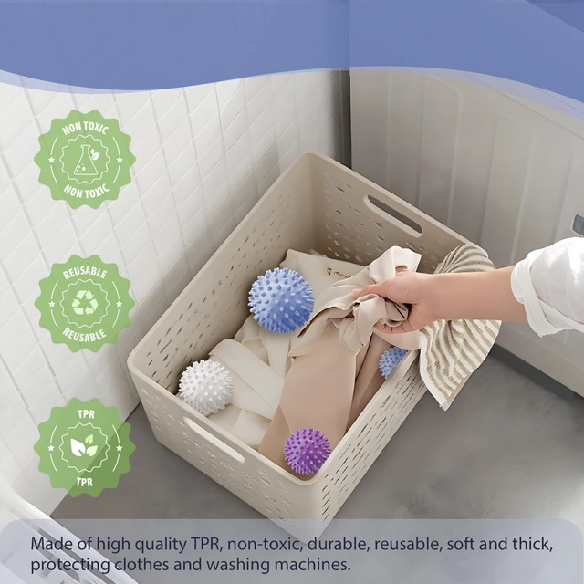 Alt view image 2 of 6 - 6Pcs Small Dryer Balls, 2.36 Inch Reusable Laundry Balls for Washer & Dryer, Fabric Softener Alternative, Anti-Wrinkle & Pet Hair Remover