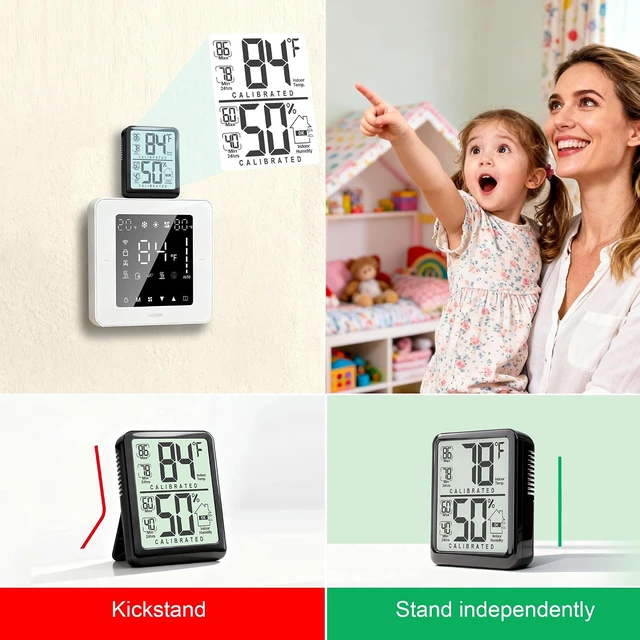 Alt view image 6 of 6 - Antonki Indoor Thermometer Hygrometer Temperature Humidity Meter