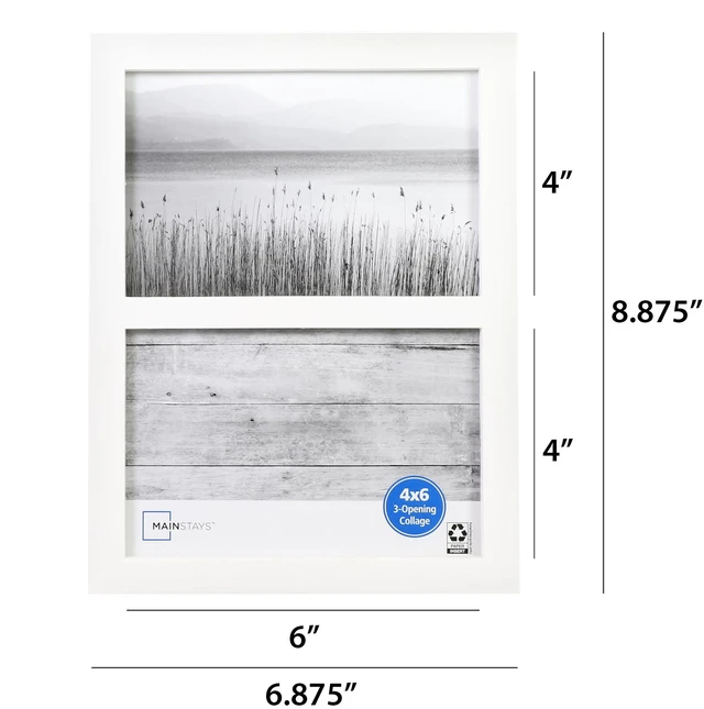Alt view image 6 of 7 - Mainstays Linear Picture Frame, White, Holds Two 4x6 Photos