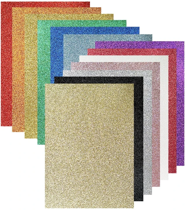 Main image of Sukh 20pcs Glitter Cardstock Paper A4 Thick 250GSM 14 Colors for Craft Halloween Christmas Valentines Gift Box Wrapping DIY Wedding Birthday Party Sparkle Decor Scrapbook