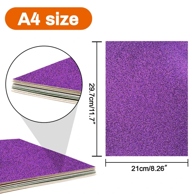 Alt view image 5 of 7 - Sukh 20pcs Glitter Cardstock Paper A4 Thick 250GSM 14 Colors for Craft Halloween Christmas Valentines Gift Box Wrapping DIY Wedding Birthday Party Sparkle Decor Scrapbook