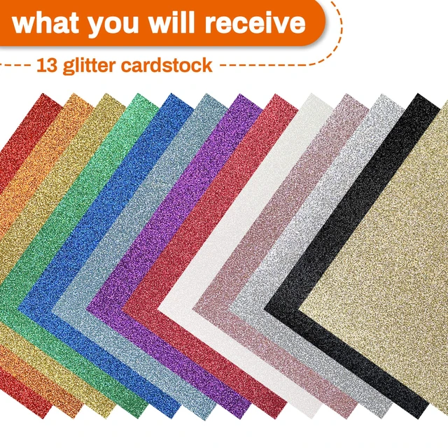 Alt view image 6 of 7 - Sukh 20pcs Glitter Cardstock Paper A4 Thick 250GSM 14 Colors for Craft Halloween Christmas Valentines Gift Box Wrapping DIY Wedding Birthday Party Sparkle Decor Scrapbook