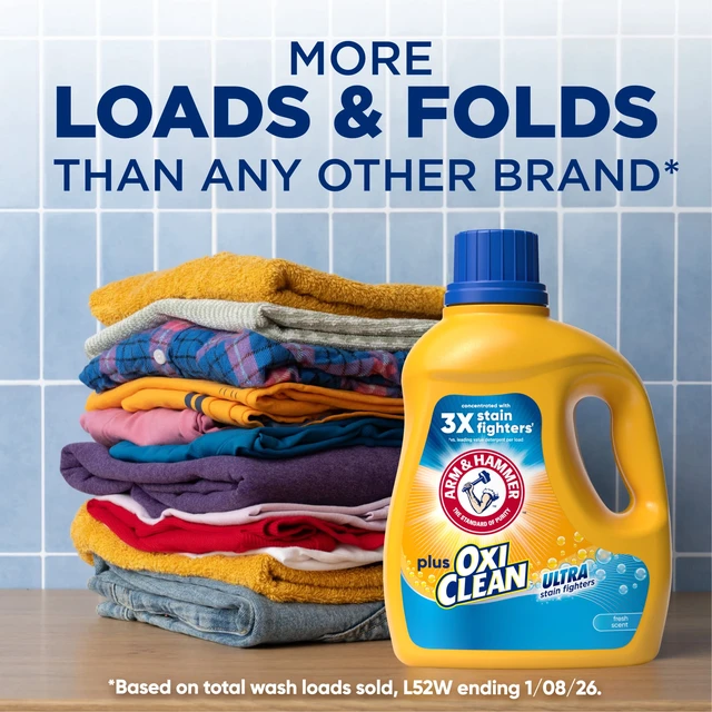 Alt view image 5 of 5 - ARM & HAMMER Plus OxiClean Ultra Stain Fighters Liquid Laundry Detergent, Fresh Scent, 32.5 fl oz