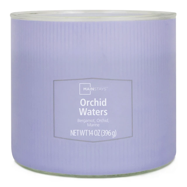 Alt view image 4 of 6 - Mainstays 3-Wick Textured Wrapped Orchid Waters Candle 14 Ounce