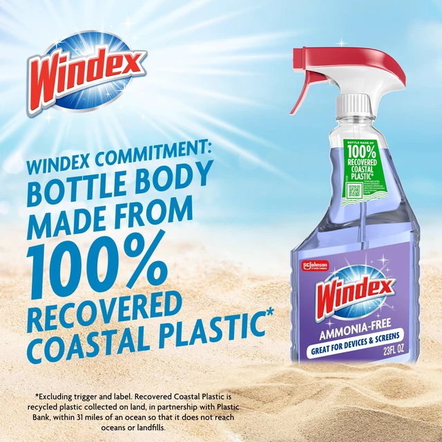 Alt view image 3 of 6 - Windex Glass and Window Cleaner Spray Bottle, Ammonia Free, Crystal Rain Scent, 32 Fl Oz, Packaging Designed to Prevent Leakage and Breaking