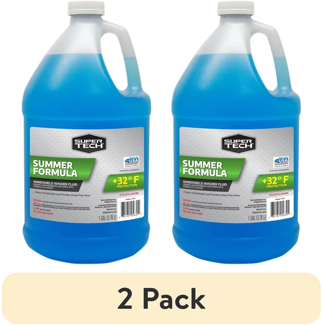 Main image of Super Tech Summer Formula +32F Windshield Washer Fluid (2 Pack, 1 Gallon) for All Vehicles