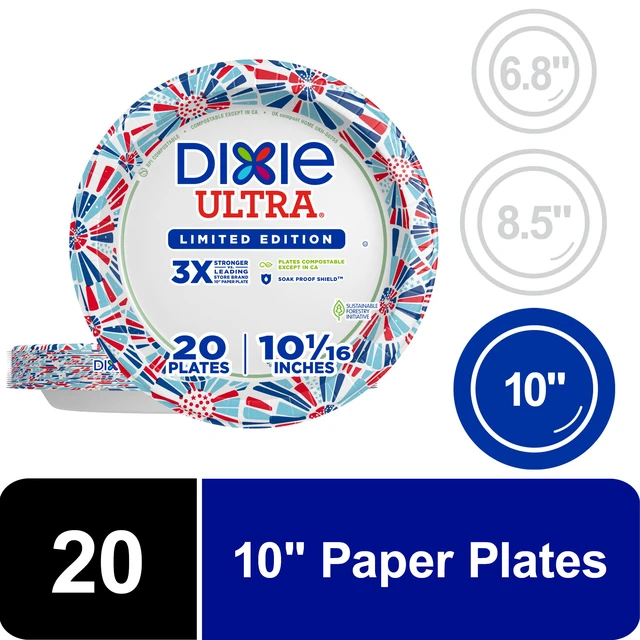 Alt view image 5 of 6 - Dixie Ultra Limited Edition 10" Dinner-Size Paper Plates, 20 Count