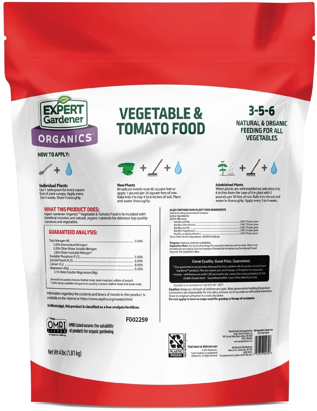 Alt view image 5 of 7 - 4lb Expert Gardener Organics Vegetable & Tomato Food Fertilizer