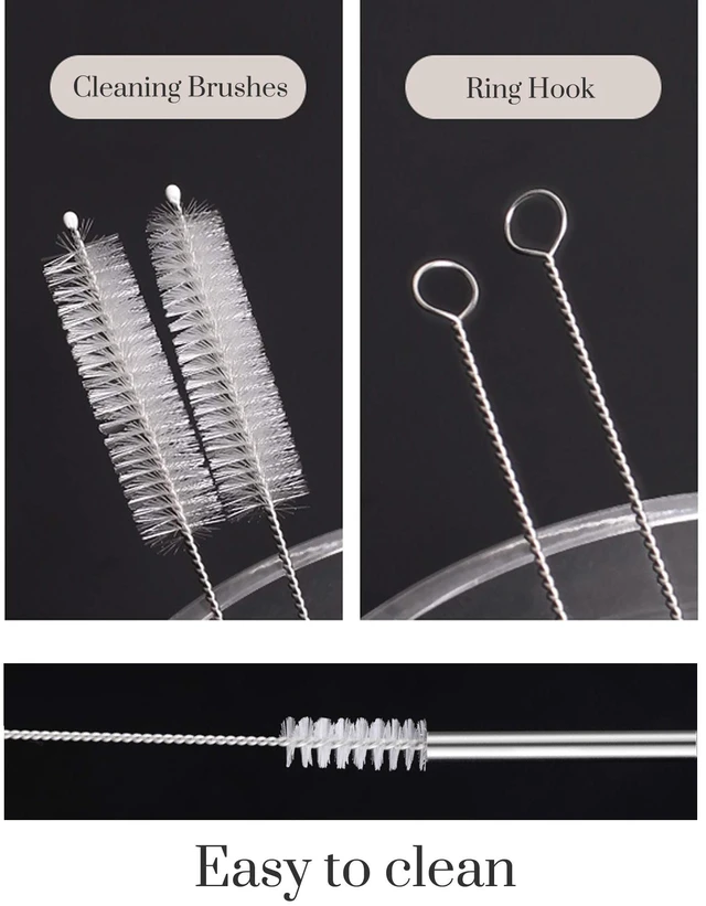 Alt view image 3 of 6 - Set of 4 Reusable Stainless Steel Straws, 10.5'' Long with Cleaning Brushes and Case, for 30 oz and 20 oz Tumblers