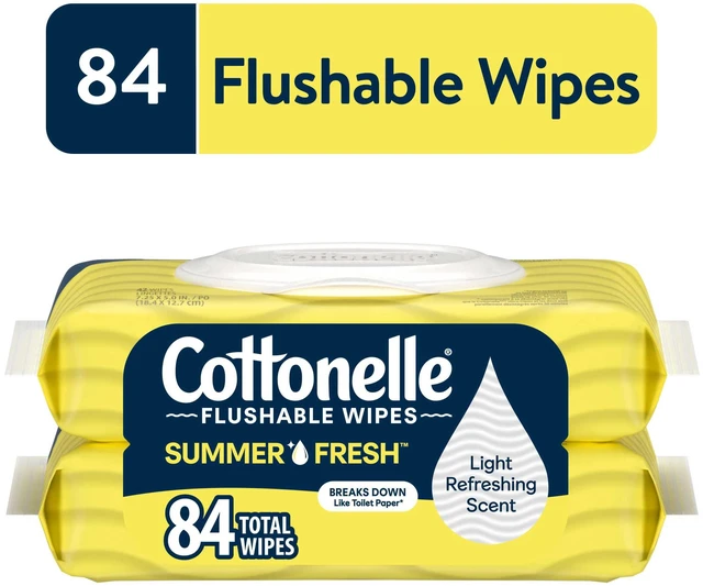 Main image of Cottonelle Summer Fresh Scented Flushable Wipes, 2 Flip-Top Packs