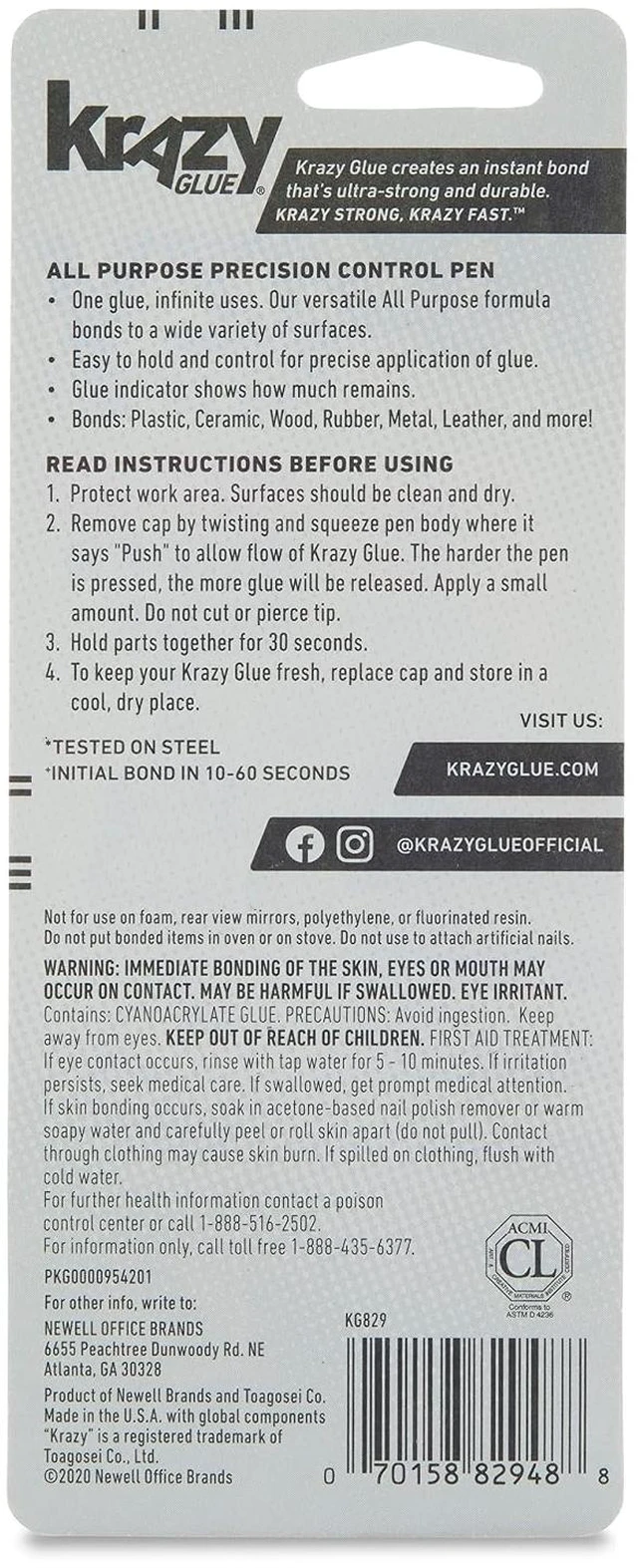 Alt view image 2 of 5 - Krazy Glue All Purpose Precision Control Superglue Pen, 4g, Clear, Fast-Drying Adhesive, One-Drop Applicator for Plastic, Ceramic, Wood, Rubber, Metal, Leather & More