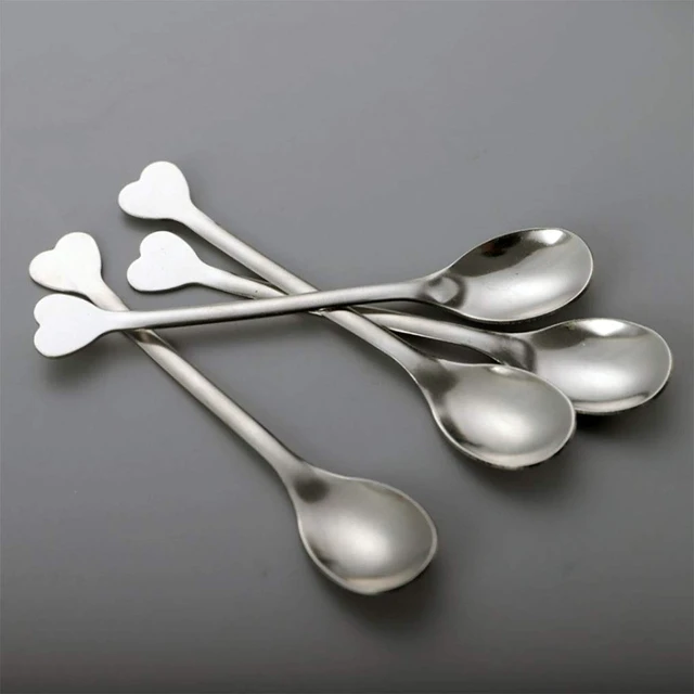 Alt view image 6 of 7 - Stainless Steel Demitasse Espresso Coffee Spoons, Set of 10, 4.5-Inch, Heart-Shaped Handle, for Dessert, Tea, Appetizer