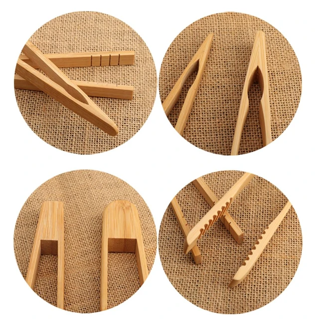 Alt view image 2 of 7 - Bamboo Toast Tongs, 9.8Inches Long, Anti-slip Design, Cooking Oil Coating, Eco-friendly, 1 Piece