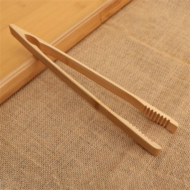Alt view image 5 of 7 - Bamboo Toast Tongs, 9.8Inches Long, Anti-slip Design, Cooking Oil Coating, Eco-friendly, 1 Piece