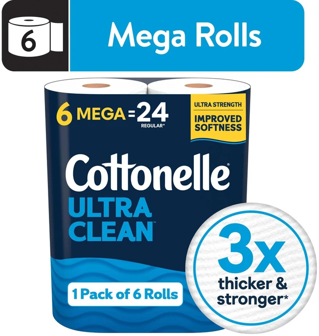 Main image of Cottonelle Ultra Clean Toilet Paper, 6 Mega Rolls