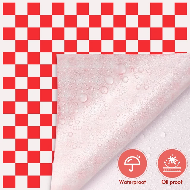 Alt view image 5 of 7 - Neyimqr 100pcs 7x7" Waxed Deli Paper Sheets - Classic Checkered Food Basket Liners for Sandwiches, Burgers (Red)