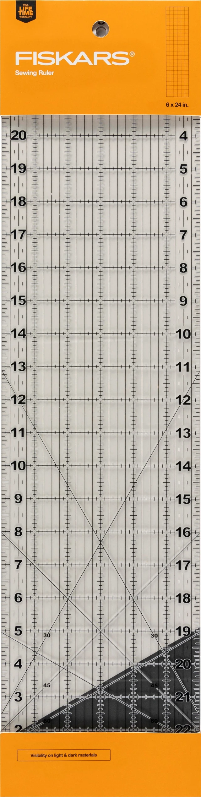 Main image of Fiskars 6in x 24in Sewing Ruler & Measuring Tool, Clear, Single Piece