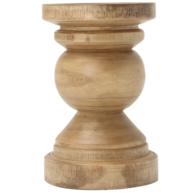 Alt view image 4 of 7 - Mainstays 6in Wood Pillar Candle Holder, Natural Teak