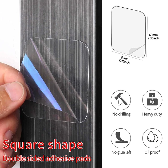 Alt view image 3 of 6 - 50PCS Double Sided Adhesive Pads, 1-3/8in Pre-Cut Square Tape, 0.52mm Thick, for Wall Mounting