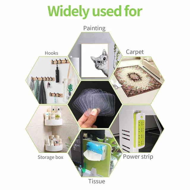 Alt view image 6 of 6 - 50PCS Double Sided Adhesive Pads, 1-3/8in Pre-Cut Square Tape, 0.52mm Thick, for Wall Mounting