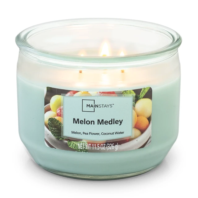 Alt view image 2 of 5 - Mainstays Melon Medley Scented 3-Wick Candle 11.5oz