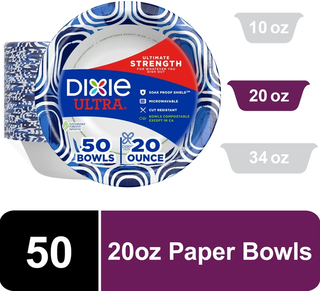 Main image of Dixie Ultra Disposable Paper Bowls 20oz Multi-Color 50 Count