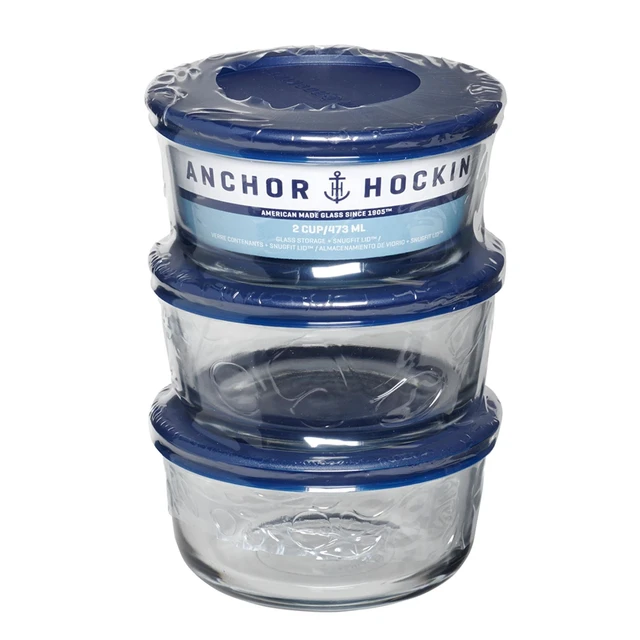 Alt view image 4 of 6 - Anchor Hocking 2 Cup Round Glass Food Storage Containers with Lids, Set of 3