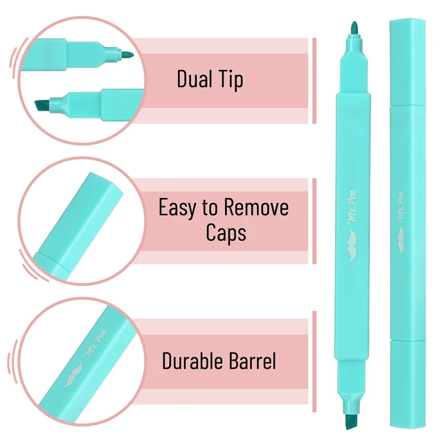 Alt view image 4 of 7 - Mr. Pen Dual Tip Aesthetic Highlighters, 8pcs, Chisel & Fine Tip