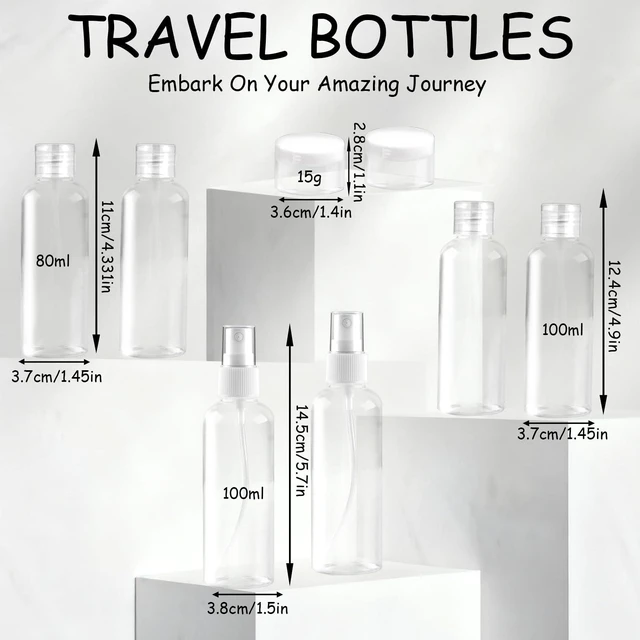 Alt view image 3 of 7 - Ninsula 8Pcs Travel Bottles Set, TSA Approved Travel Size Toiletries, Reusable Leak Proof Cosmetic Containers for Shampoo, Conditioner, Cream, Men and Women
