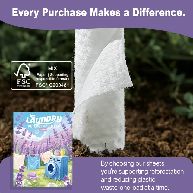 Alt view image 2 of 7 - Laundry Detergent Sheets, Lavender Scent, 40 Loads, Pre-Measured, Liquidless, Deep Clean, Hypoallergenic, Washing Soda Travel Laundry Soap Strips