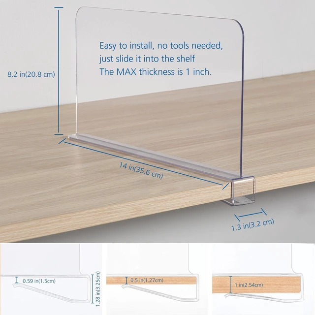 Alt view image 6 of 6 - Mainstays Clear Plastic Closet Shelf Dividers, 2-Pack