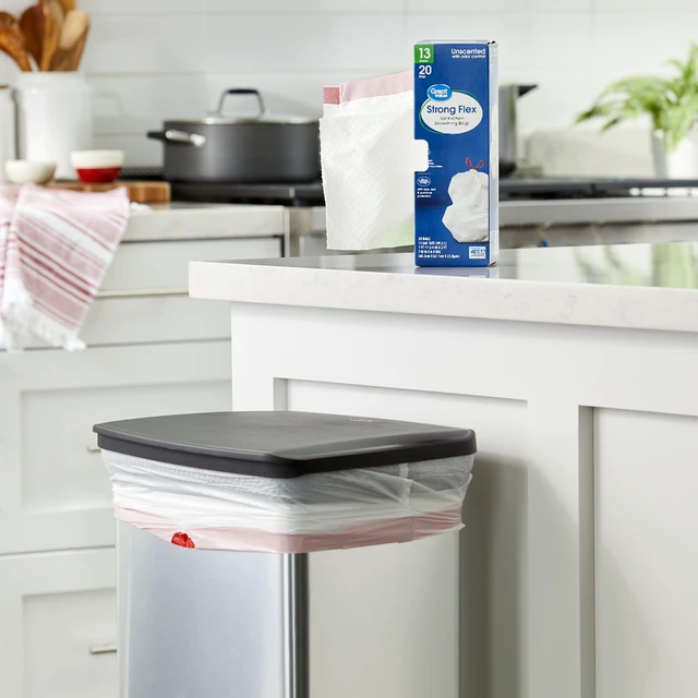 Alt view image 3 of 6 - Great Value Strong Flex Tall Kitchen Drawstring Bags, Unscented, 13 Gallon, 20 Count