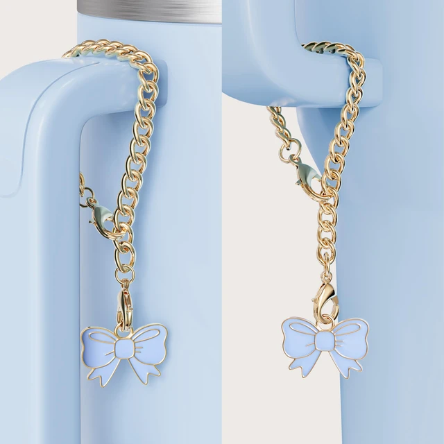 Alt view image 3 of 7 - 3Pcs 10mm Bow Straw Topper Compatible With Stanley Cup, 2pcs Blue Bow Charms For 30oz & 40oz Tumbler With Handle