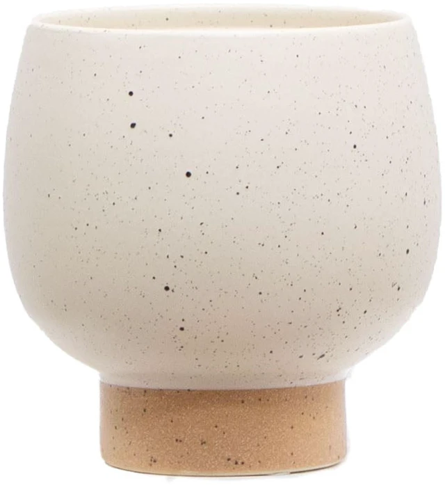 Main image of Mainstays 5.5 in Cream Speckle Ceramic Indoor Planter with Tan Base