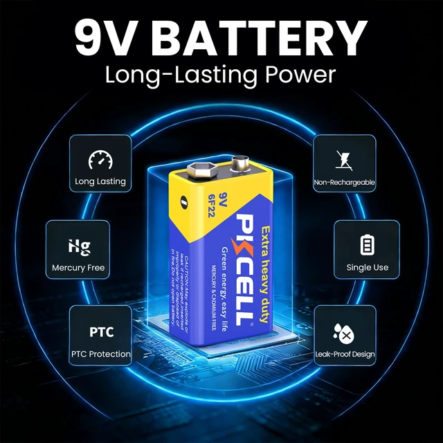 Alt view image 3 of 6 - PKCELL 9V Battery 2 Pack for Smoke Detector Alarms